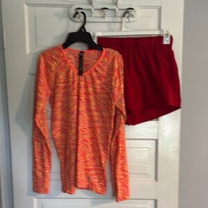 RBX Vibrant Orange and Pink Top with Shorts Bundle